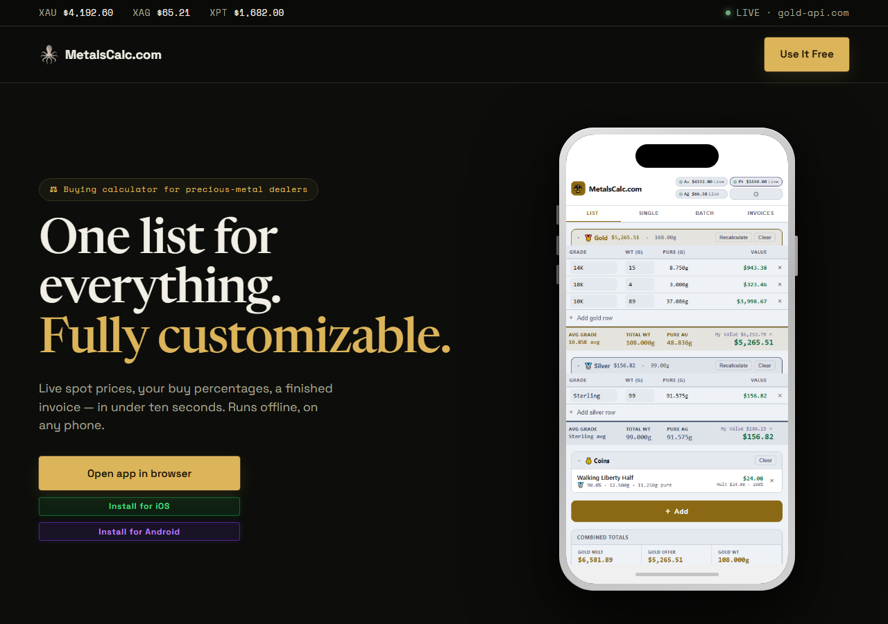 SpotCalc.com product landing page